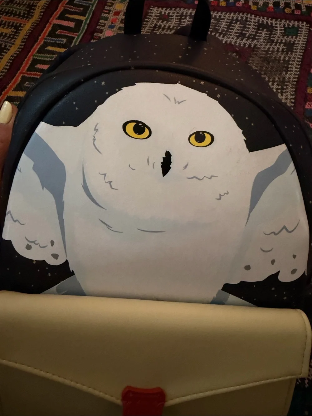Universal Navy Mini Backpack with Star Print and Cream Accent